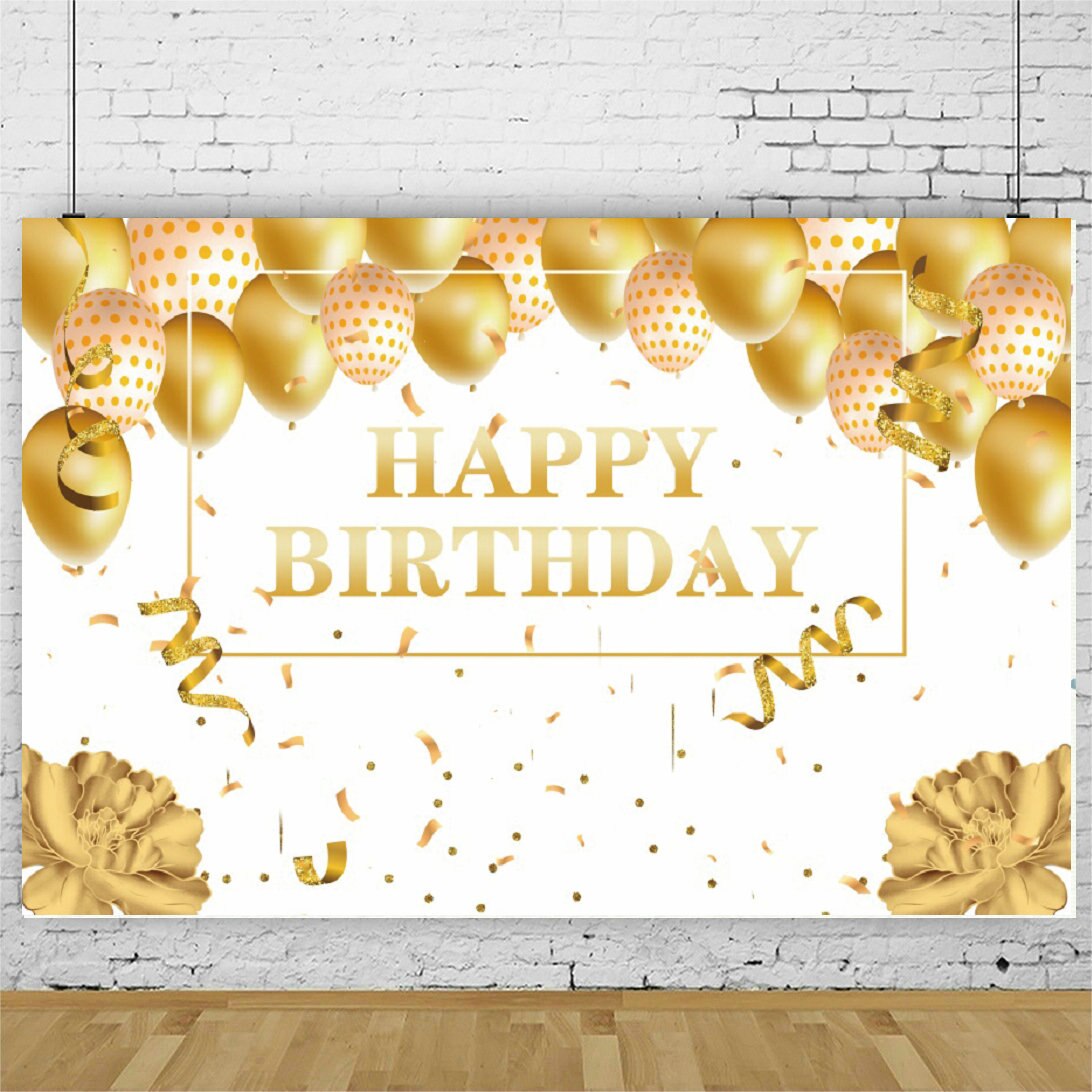 Birthday Party Backdrop Golden Balloon Photography Background Photo Booth Studio Decor: 01 / 260X180cm