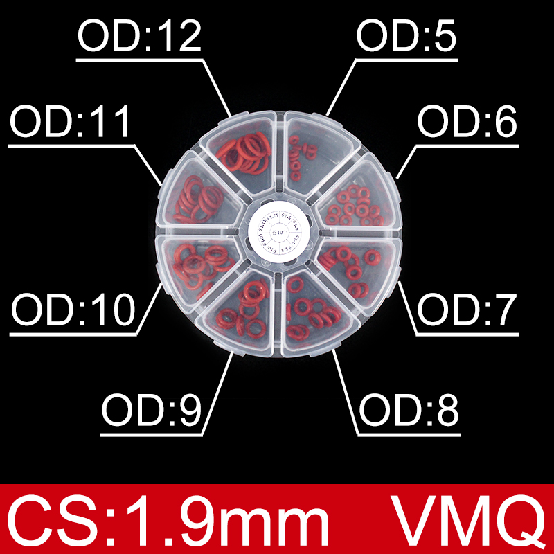 Boxed nitril siliconen rubber O-ring reparatieset kraan afdichting klep waterdichte machine oliebestendige pakking combinatie kit-.-: Zilver