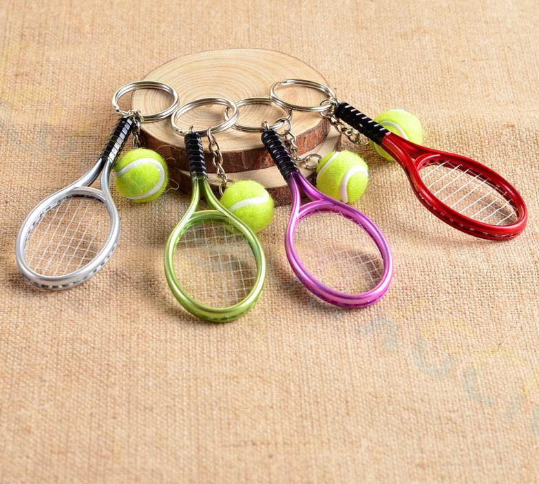 20pcs Volleyball bag Pendant mini volleyball plastic small Ornaments sports advertisement souvenirs: Tennis racquet
