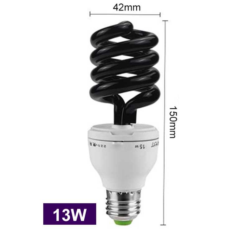 Bombillas UV negras de 13W-40W, luz ultravioleta E27, 220V, 12V, espiral BLB CFL, lámpara insecticida, luz fluorescente: Spiral 13W / 220V