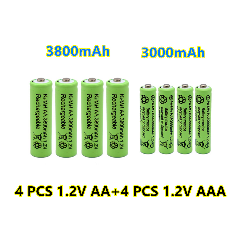 1.2V AA 3800mAh NI-MH Rechargeable Batteries+1.2 V AAA 3000 mAh Rechageable battery NI-MH battery