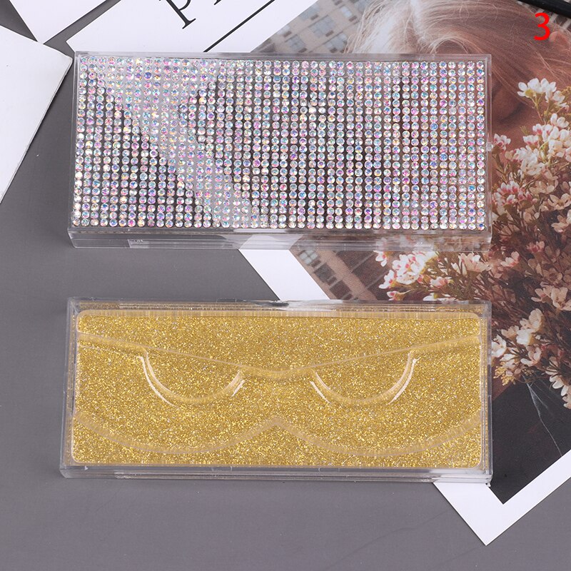 1pcs Popular 3D False Eyelashes Packaging Empty Lash Case Bling Glitter Eyelash Pull Box Diamond False Eyelash Packaging Box: N3