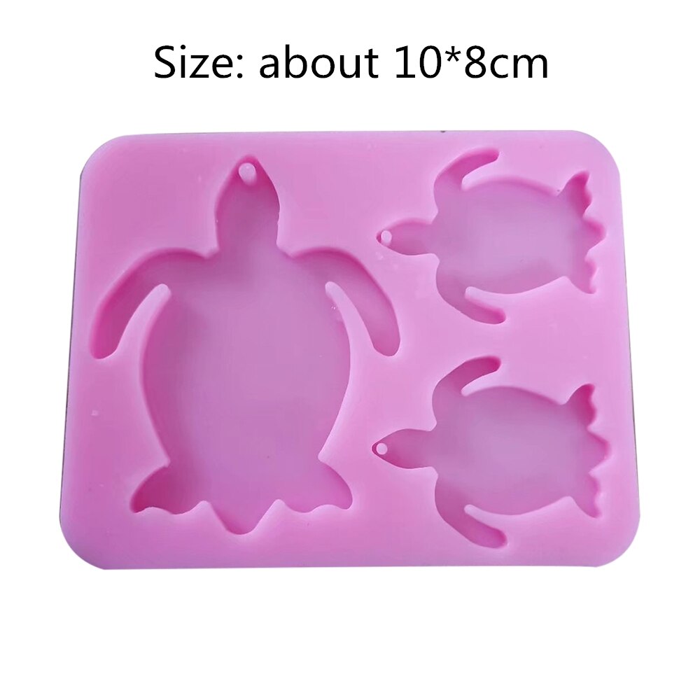 Llaveros familia tortuga brillante molde de silicona DIY tortuga mamá y bebé joyería hacer moldes de arcilla polímeros molde de resina epoxi: XXW00364