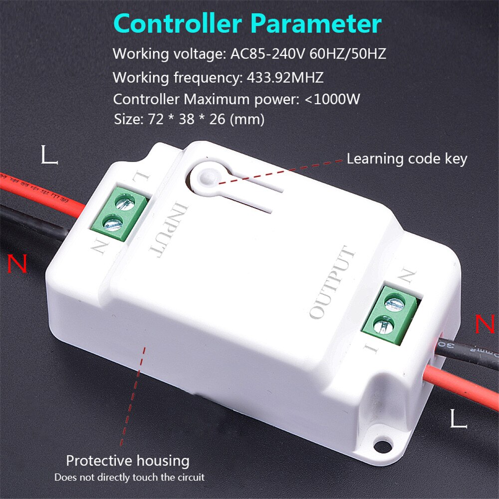 SMATRUL 433Mhz Wireless smart Light Switch RF Remote Control 1000W 50M AC 110V 220V Receiver Wall Panel push button Bedroom Lamp
