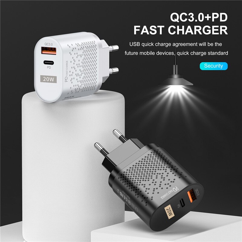 Uslion pd 20w carregador usb ue eua uk plug 3a qc 3.0 carga carregador de telefone para iphone 12 11 samsung huawei carregador de parede rápido