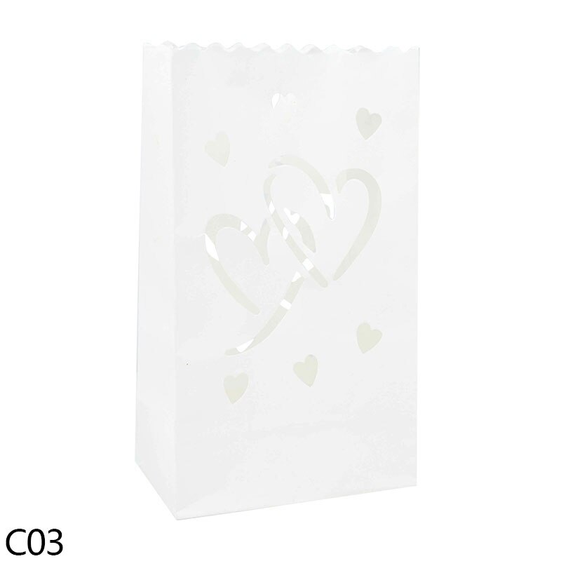 5Pcs Festival Laterne Hochzeit Geburtstag Party Dekoration Papier Kerze Tasche Herz Tee Licht Halter Für Valentine Party Dekor: C03 / 10Pcs
