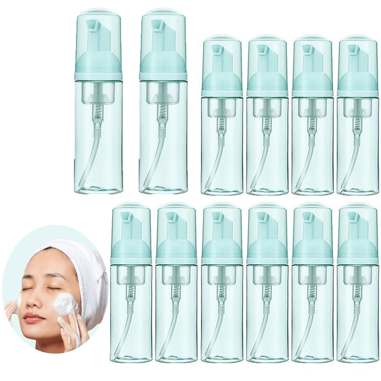 10pc flasker med skummende såpe, tom plastmousse, ansiktsrens, pumpeflaske, reise, påfyllbar lotion, sjampo-dispenser , 60ml: Default Title