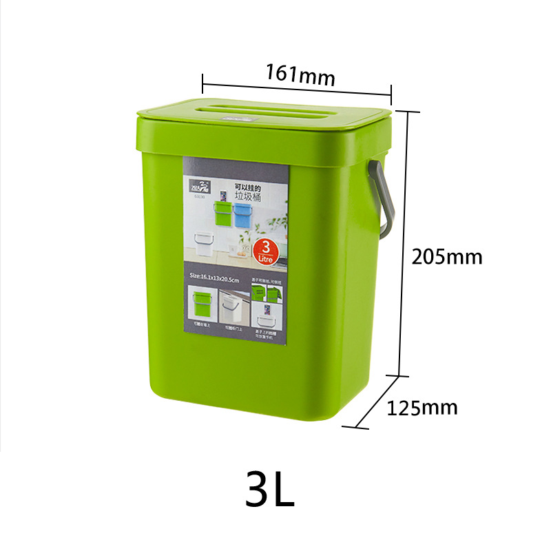 Skraldespand køkkenskab skraldør hængende kan vægmonteret skraldespand bil toilet affaldsopbevaring: 3 lgrøn