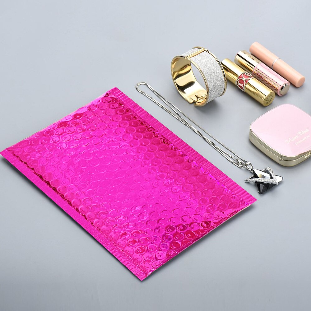 10pcs Rose Pink Foil Bubble Bags Metallic Bubble Mailers Aluminized Postal Bags Wedding Packaging Padded Envelopes