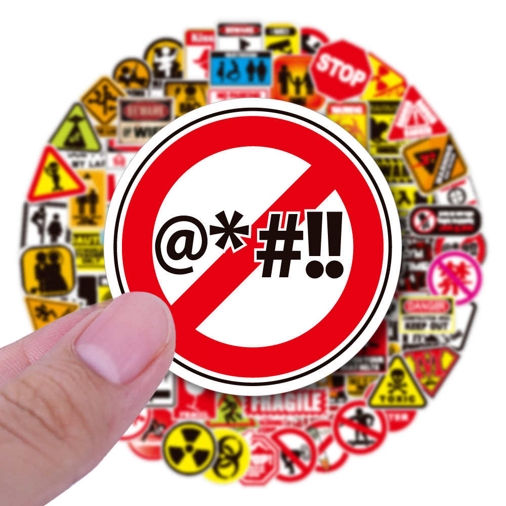 100 Uds. Colección de eslogan de advertencia Graffiti pegatinas impermeables de nevera taza casco guitarra decoración pegatinas