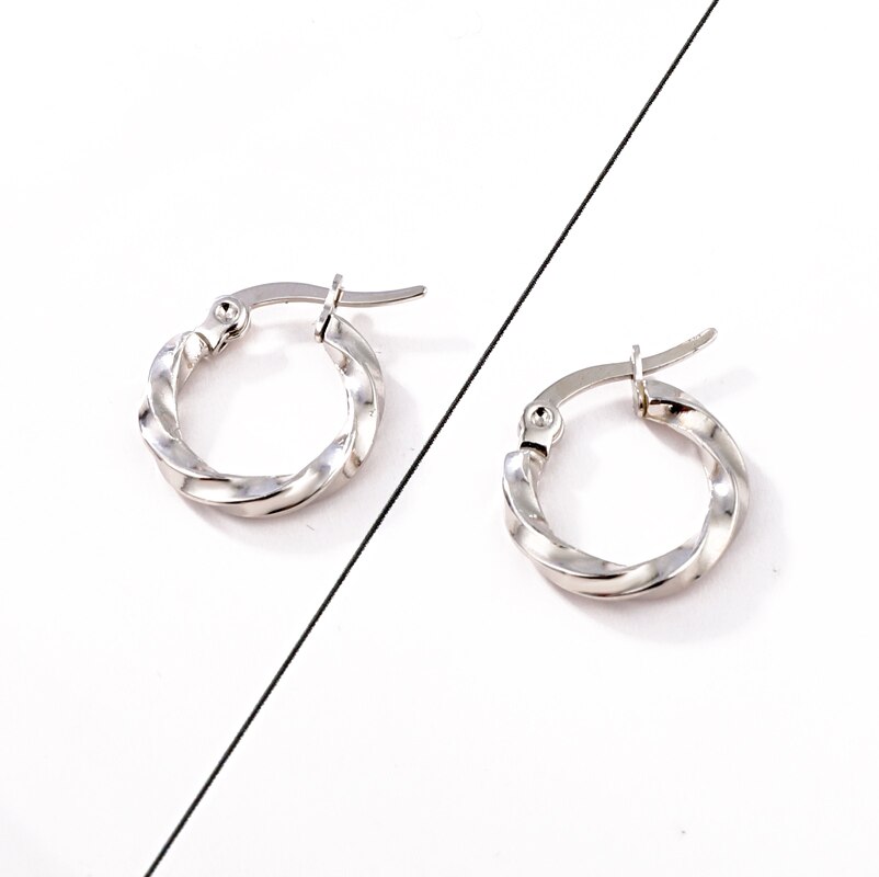 1 paar Eenvoudige Goud Zilver Kleur Eindeloze Cirkel Hoepel Oorbellen Voor Vrouwen Persoonlijkheid Twist Draad Opening Oorbel Sieraden E138: silver color