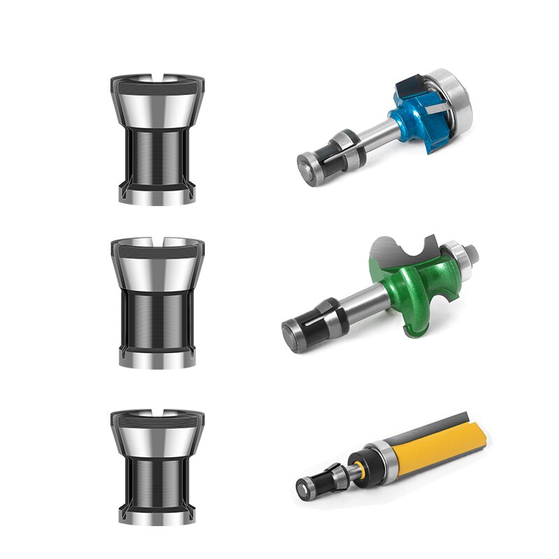 2/3 st spännhylsa maskin chuck 6mm 6.35mm 8mm fräs spännhylsa chuck för trimning maskin fräs fräs träbearbetningsverktyg