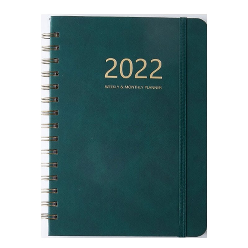 69HF 2022 Weekly Planner Notebook Journals Agenda Organizer Plan Note Book Schedule Notepad Stationery School Supplies: Green