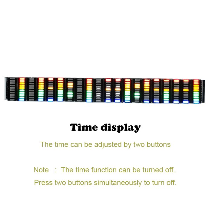 Display de led, tela de espectro de música conectada ao amplificador de potência, 20 segmentos, 10 níveis de ritmo, relógio medidor de luz
