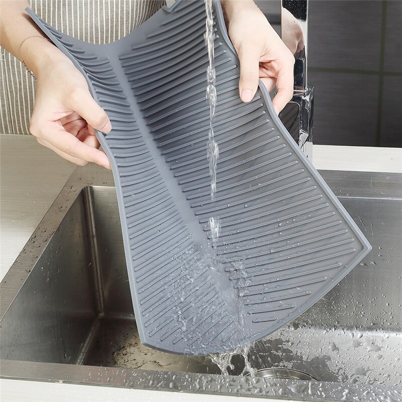 EPASUN 51x41cm Large Kitchen Dish Drying Mat Water Filter Silicone Drain Cushion Pad Countertop Fast Drying Mat Dishes Placemat
