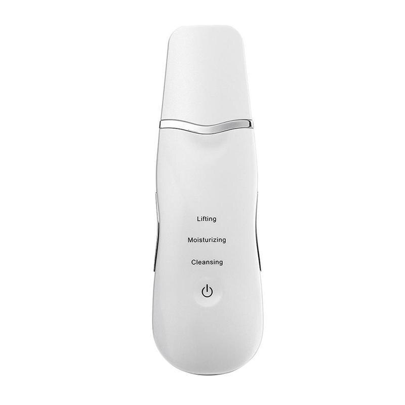 Usb Charge Huid Scrubber Ultrasone Gezicht Peel Skin Cleaner Gezicht Scrubber Peeling Tool Huid Massage Scrubber Spatel: WHITE