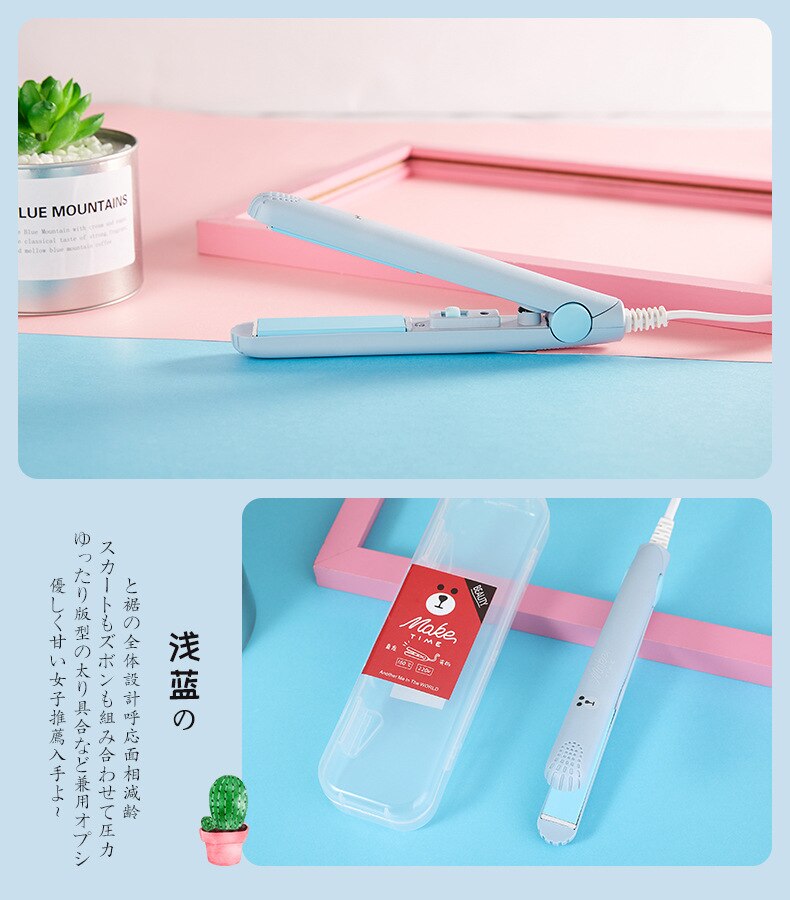 Mini fer à lisser électrique en céramique avec prise européenne,bigoudi, outils de mise en plis avec papillote, ,: MakeTime-BL