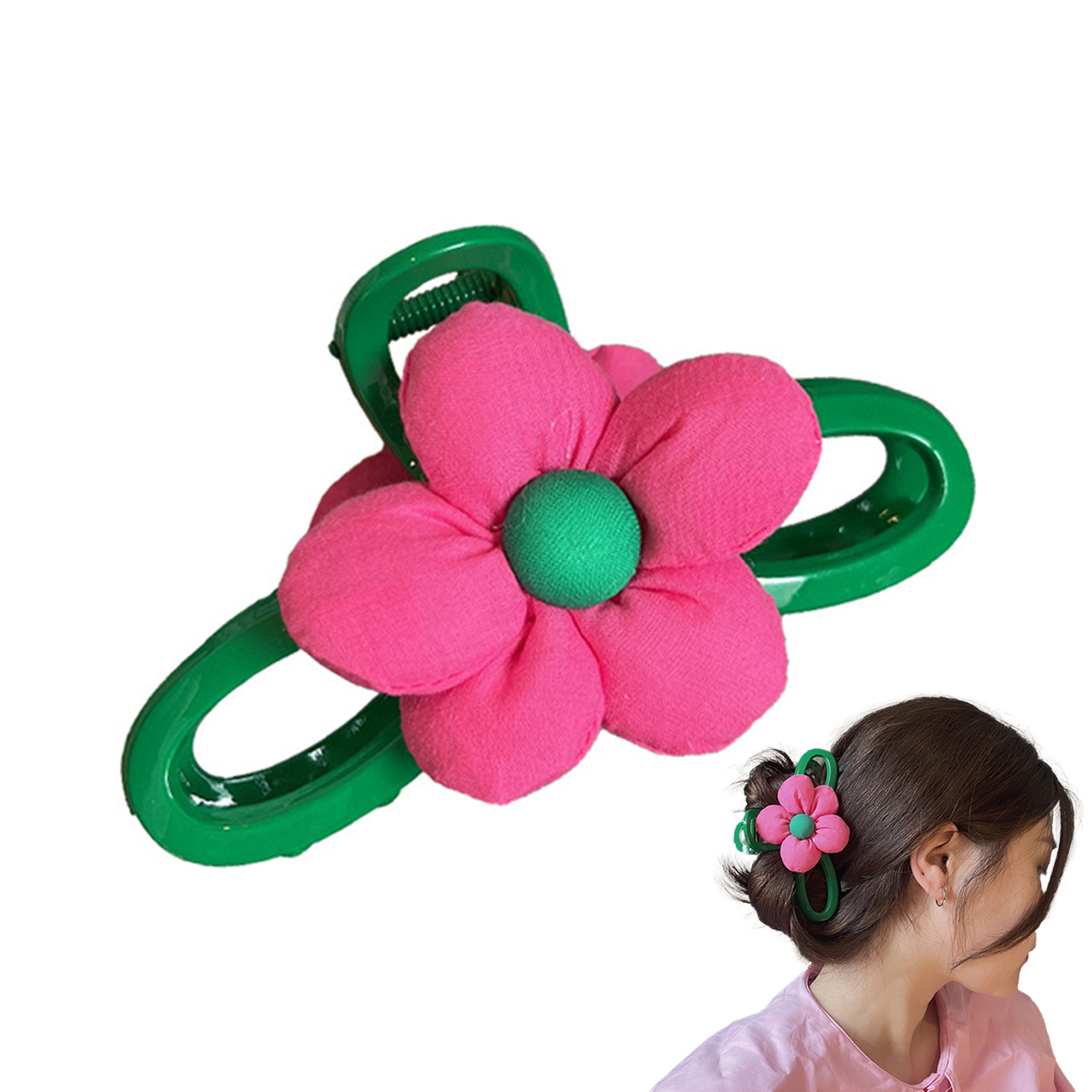 Pinza para el pelo con forma de flor de dopamina para mujer, pinza Floral de tiburón, horquilla grande de 13cm, accesorios para el cabello para niña: Default Title
