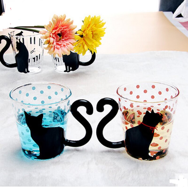 Tea Cup Cat Mug Glass Mug Cat Mug