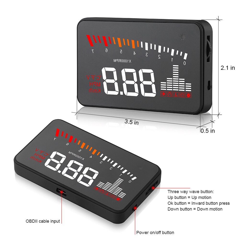 For X5 Car HUD Projector Head Up Display Speed Warning Fuel OBD II Speedometer