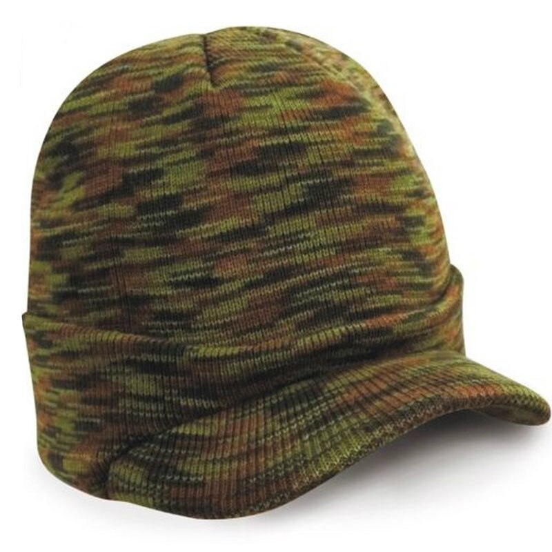 11 Color CoMen Warm Baggy Crochet Visor Brim Beanie Ski Cap Baggy Oversized Knit Skull Hat Sport Peaked Cap: Army Green