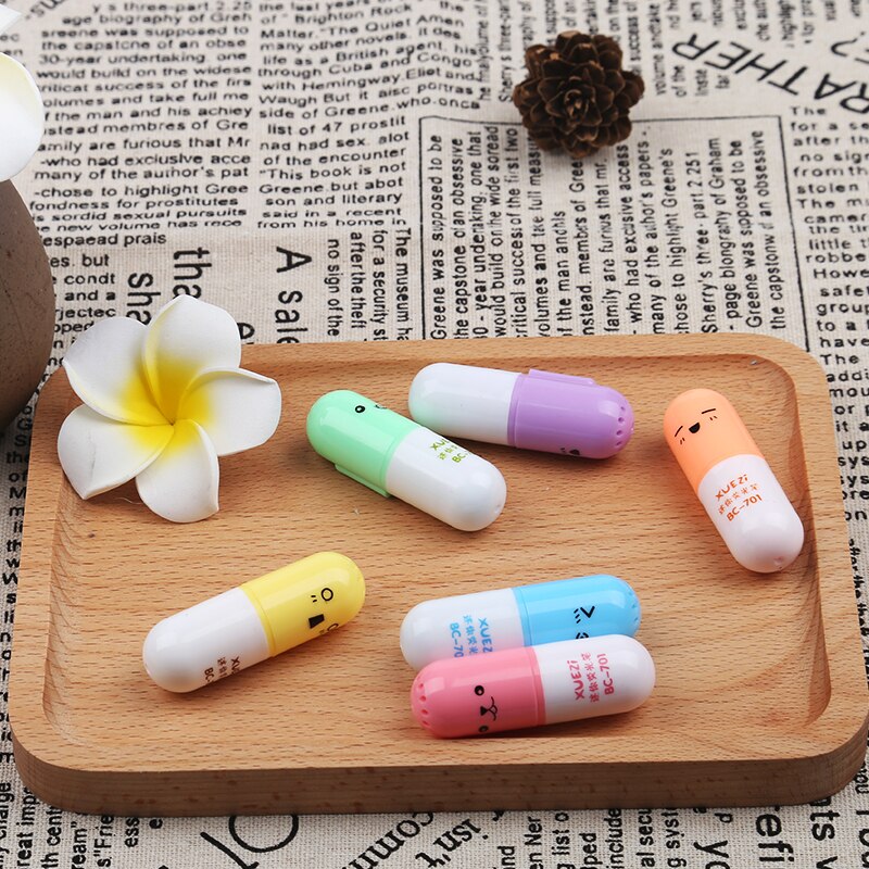 6 Teile/satz Kawaii Pille Textmarker Material Escolar Kawaii Marker Stift Schreibwaren Schule Bürobedarf Scherzt