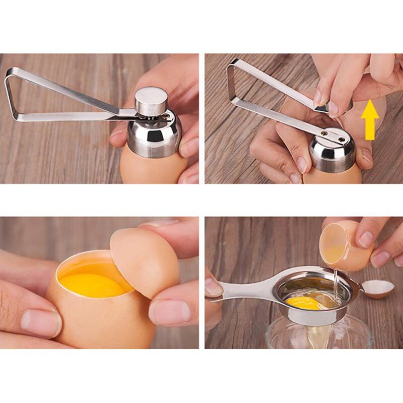 Rustfritt stål kokt egg topper skall kutter banker rå egg kjeks separator egg åpner kjøkken dingser
