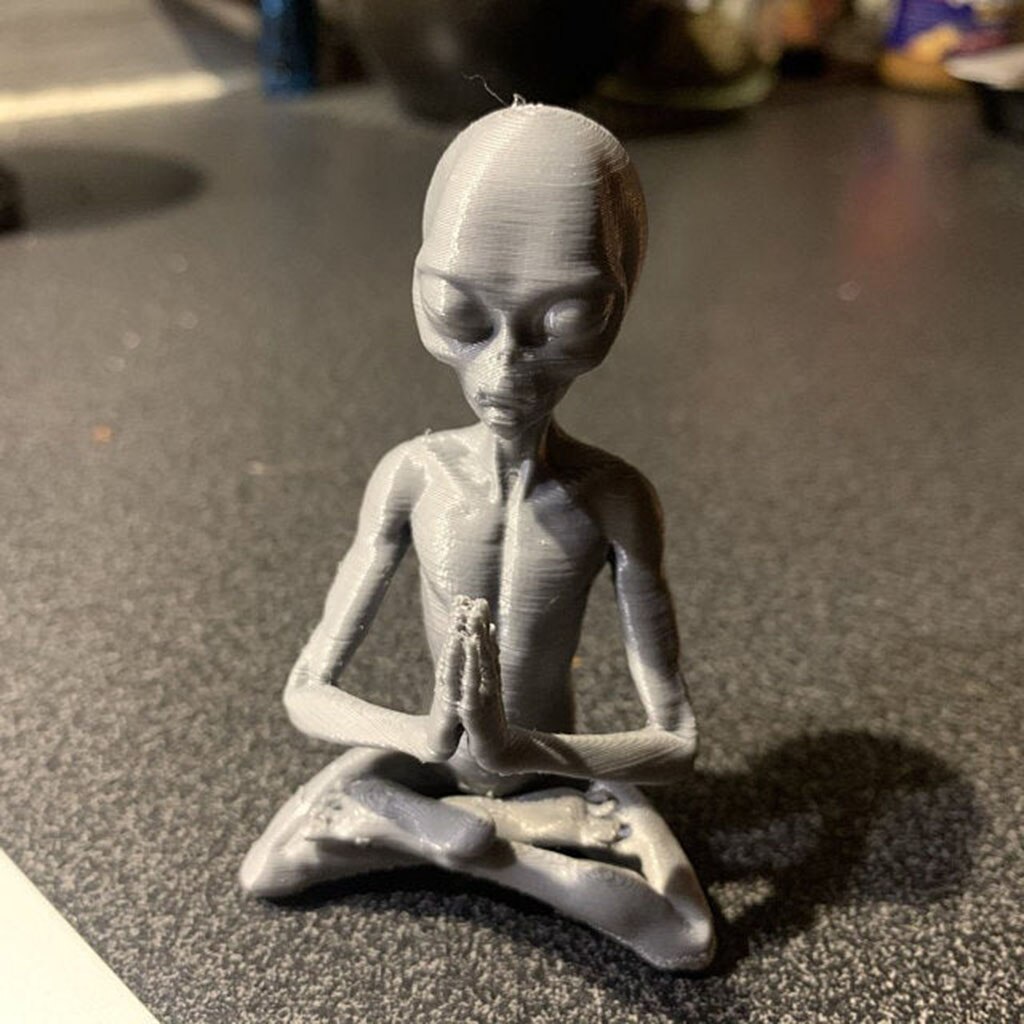 Sculpture de méditation mystérieuse ovni extraterrestre, Statue d&#39;ornement, Console d&#39;invité artistique de bureau en bois, décor de Table