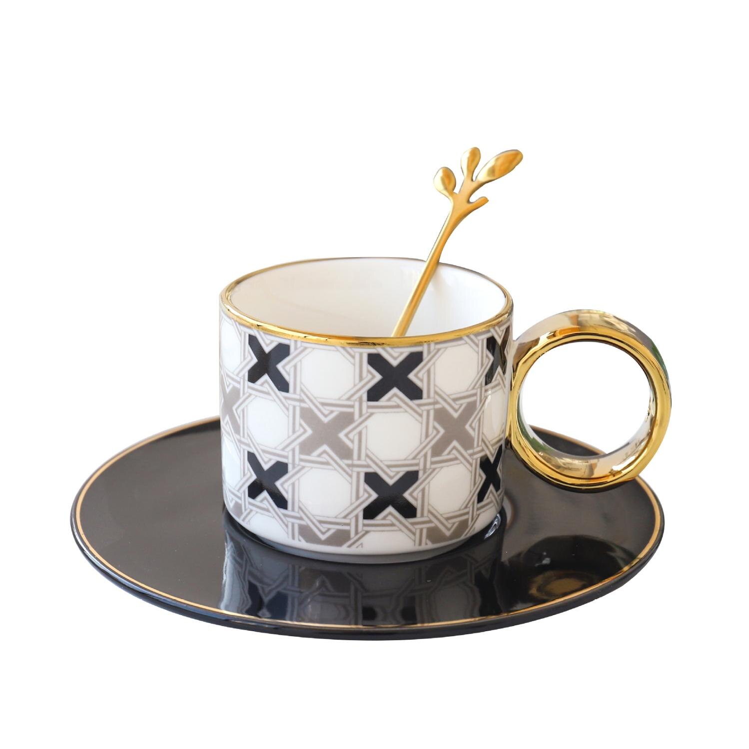 Light Luxury Ceramic Coffee Set 150ml Coffee Cup and Saucer Spoon Set