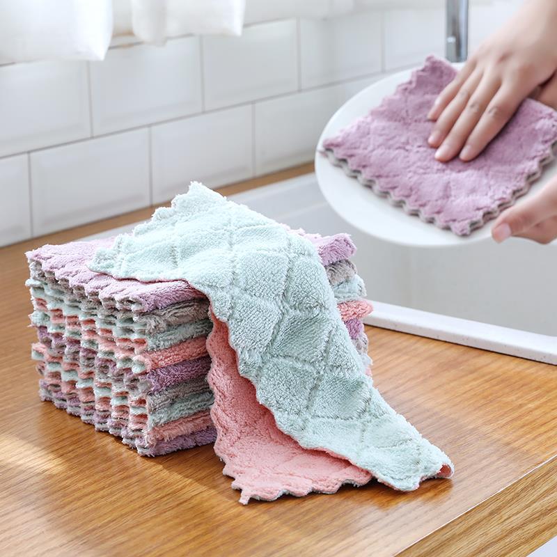 5 stks/pak Thuis microfiber handdoeken voor keuken Absorberende dikkere doek voor reiniging microvezel veeg tafel keuken handdoek
