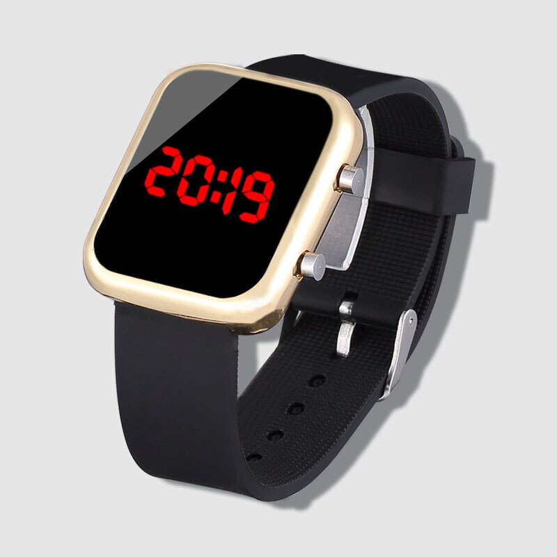 Brand Kids Watches Black Led Silicone Watch Boys Electronic Clock Children Watches Relogio Infantil Sports Wristwatch: Gold