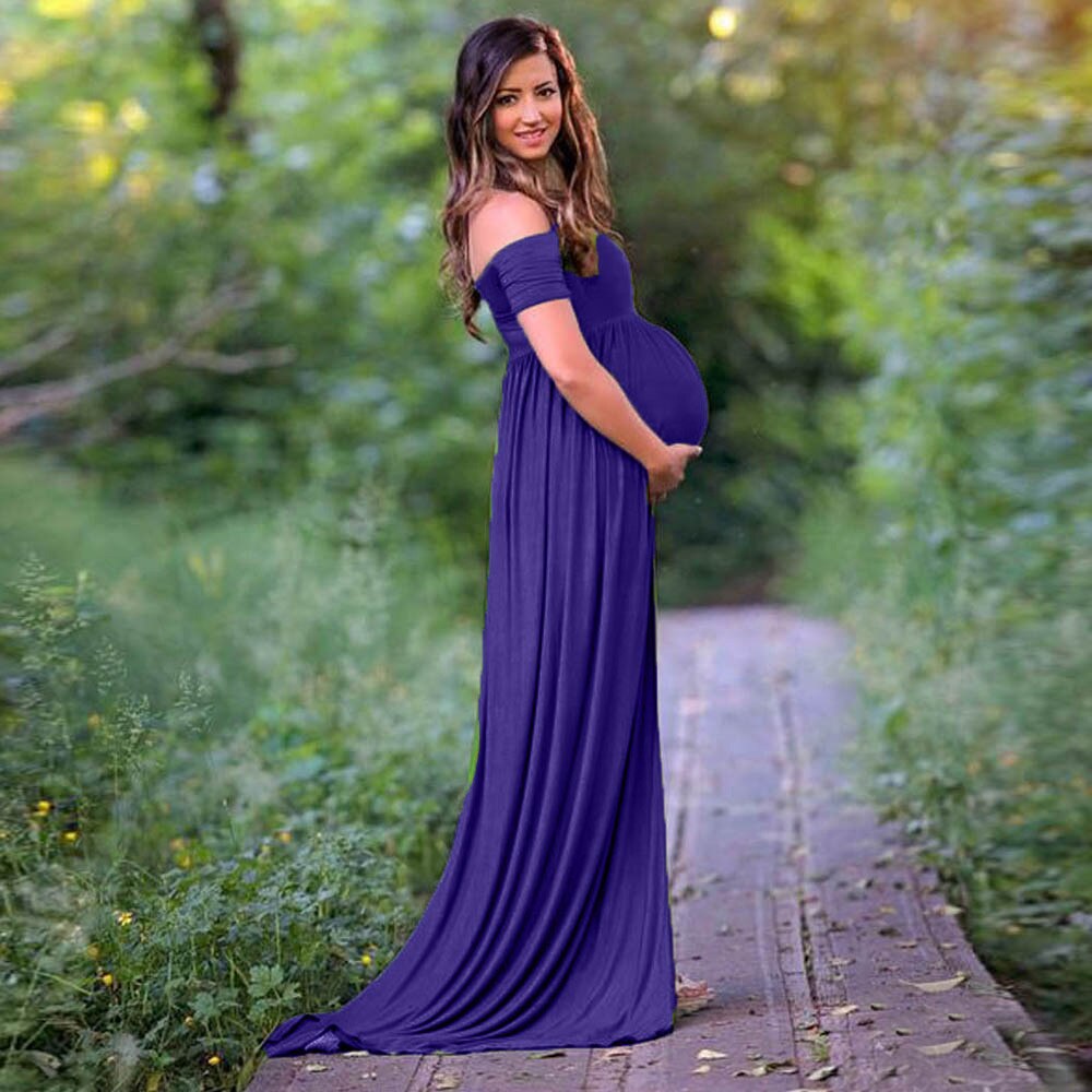 Summer Maternity Dresses Women Off Shoulder Foral Printed Sexy Long Dress Photography Props Ropa Premama Plus Size Dress L-XL