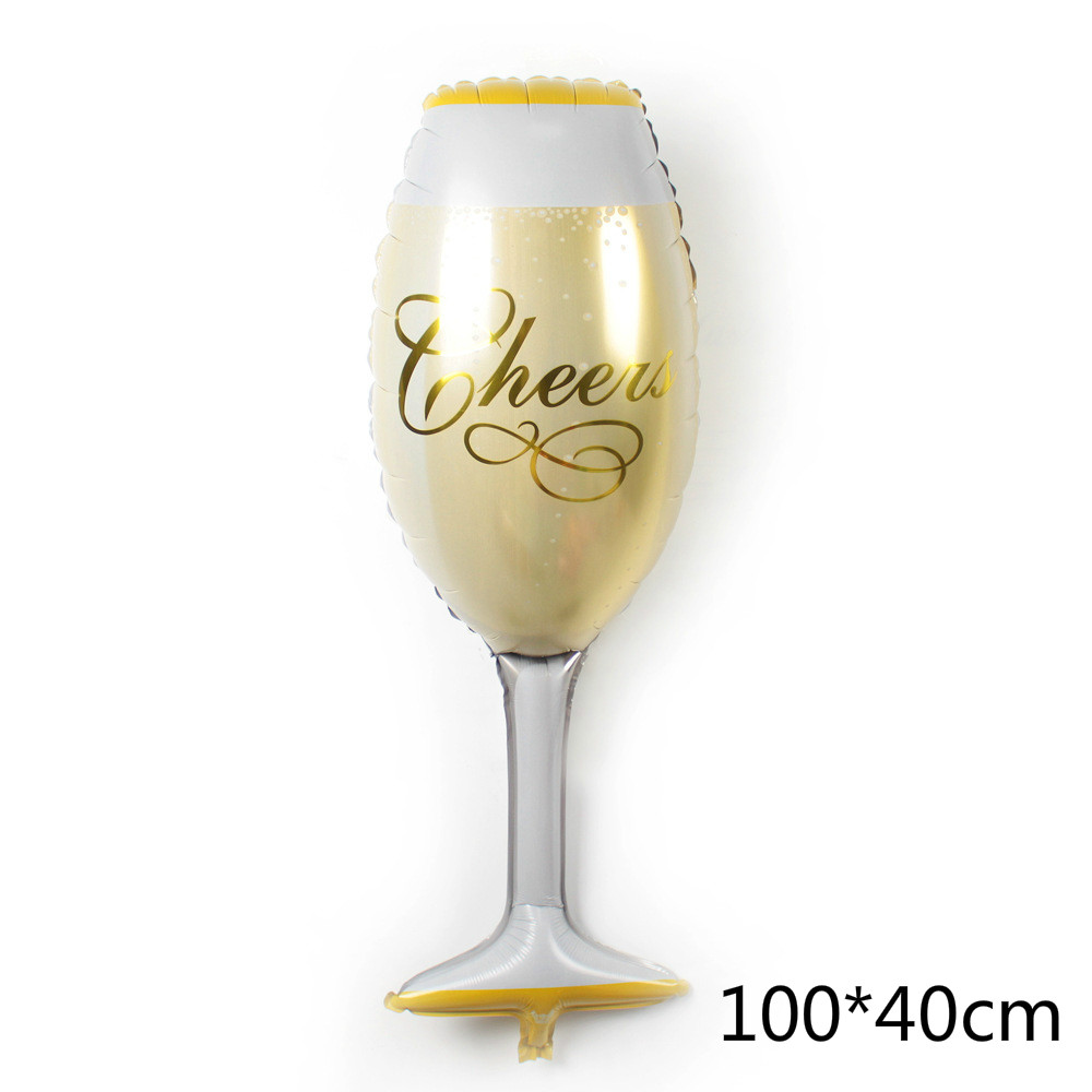 Tårta ballonger munkar ballonger ölflaskor ballonger folieballonger stora för barn vuxen födelsedagsfest bröllopsdekoration: Champagne-glas