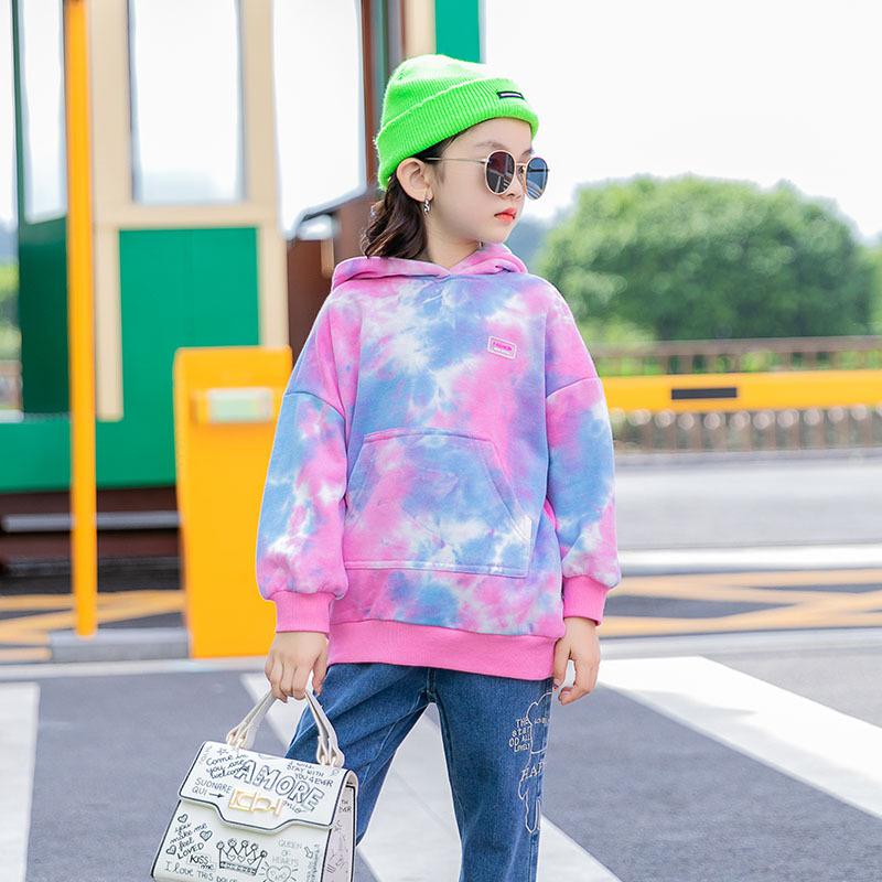 Bebê meninas rosa tie dye hoodies adolescente mang... – Vicedeal