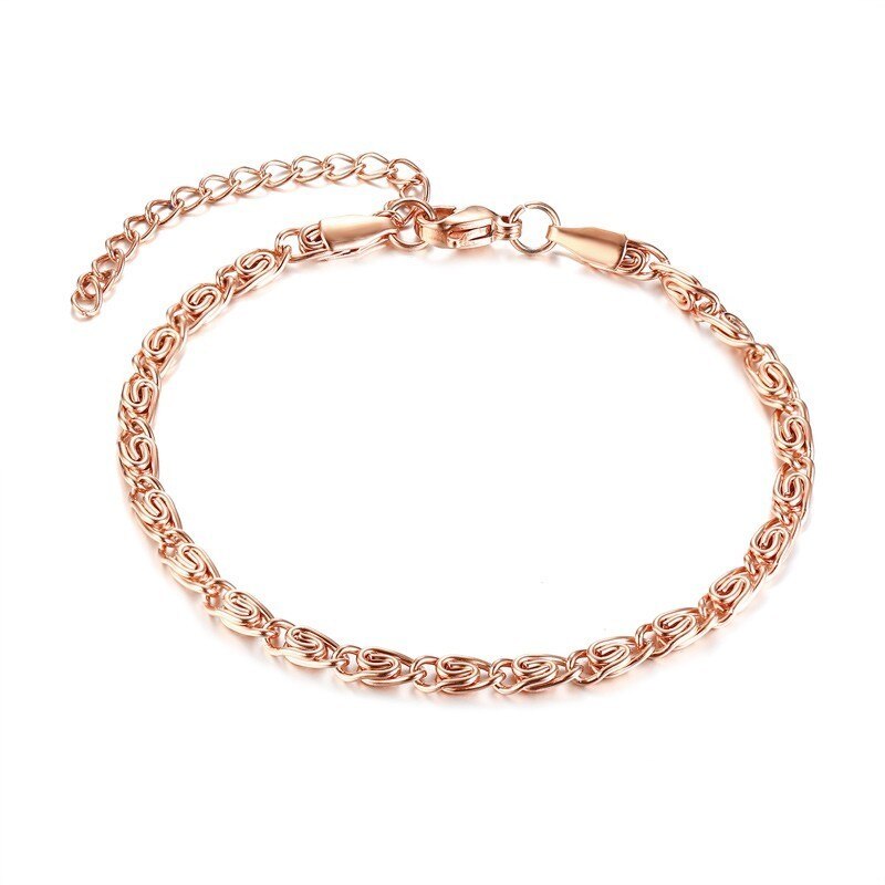 585 roséguld kedjor kvinnor armband armband rostfritt stål pulseira feminina tillbehör ingen blekning