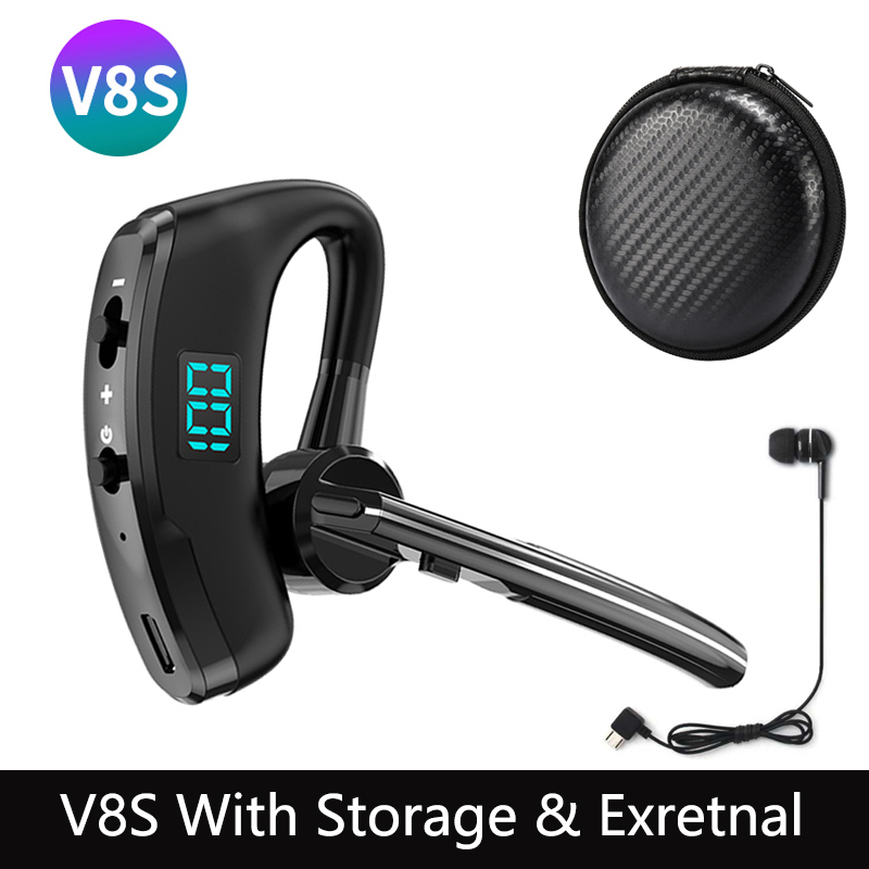 V8S/V9S auricular Bluetooth 5,0 auriculares inalámbricos manos libres de negocios auriculares deportivos estéreo impermeables Haedset con micrófono: Gris oscuro