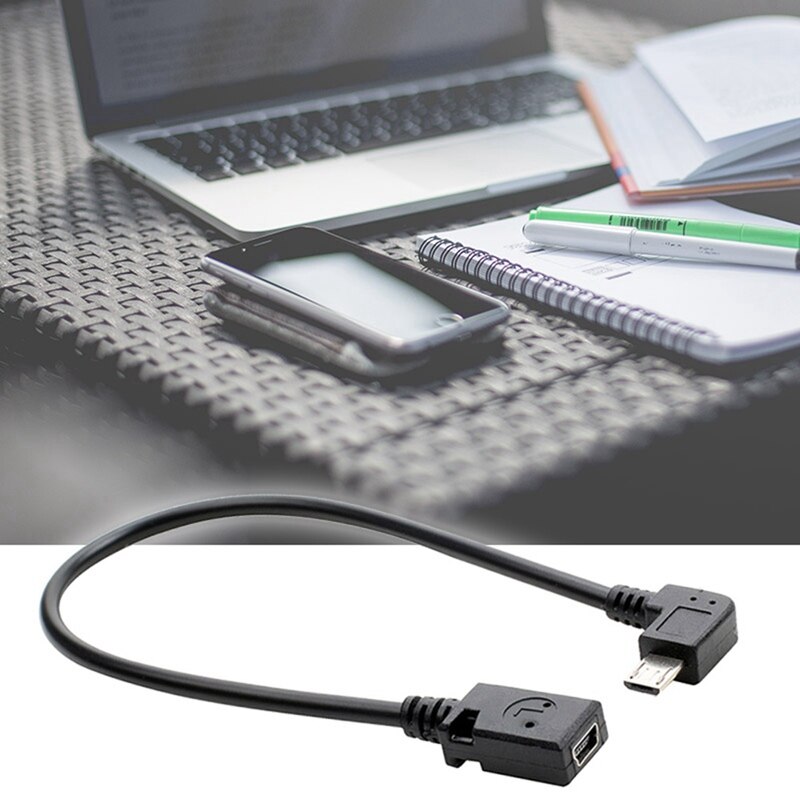Micro USB Male To Mini USB Female Adapter Converter Data Cable 90 Degree Converter Data Cable Line