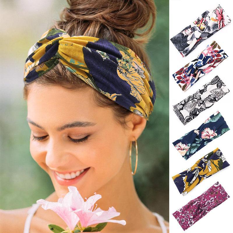 Frau Gedruckt Kreuz Stirnband Mädchen Sommer machen-hoch Haarband Elastische Bandanas Bandanas Sport Turban Haar Bands Haar Zubehör