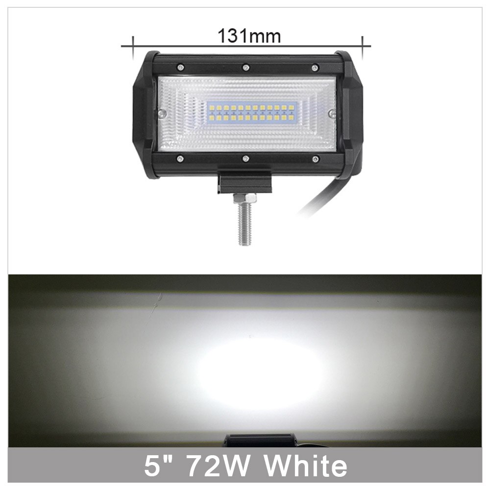 Barra de luces LED de 12 pulgadas, 72 W, 180 W, focos de inundación para camiones todo terreno 4X4, lámpara antiniebla para motocicletas, luces externas de trabajo de conducción 12V 24V: 5 inch 72W White Fx1