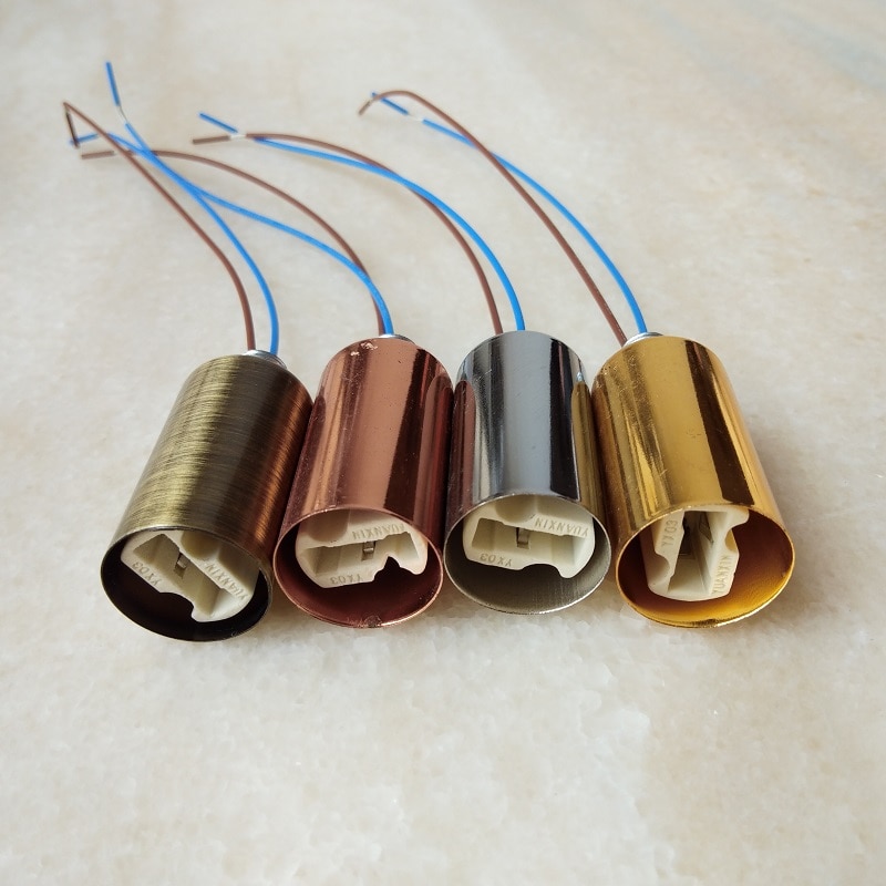 10pcs/lot G9 Socket Ceramic Base with with 0.5mm2 wire Light Holder chrome/gold/rose gold/bronze lamp cup lighting accessories