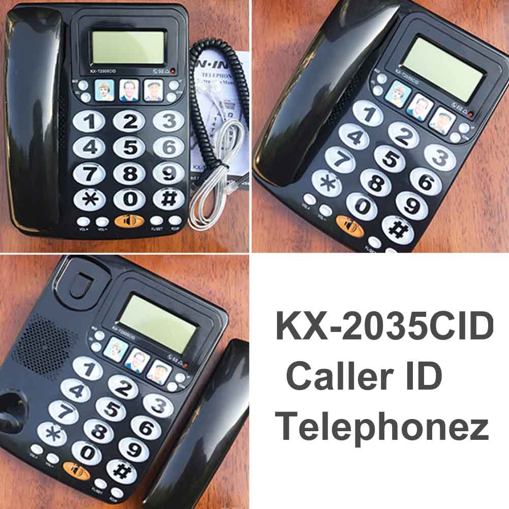 KX 2035CID-línea fija de sonido fuerte para oficina, Mini botón grande portátil con cable, identificación de llamadas telefónicas, FSK, DTMF