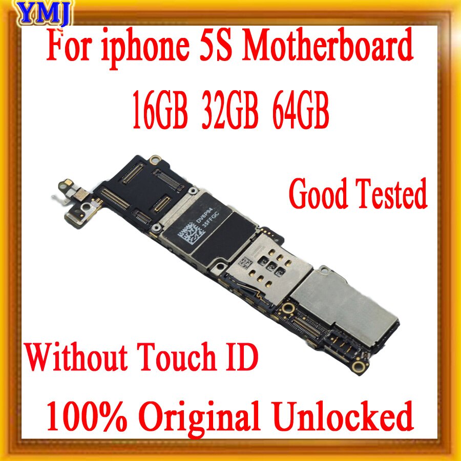 100% Original unlocked for iphone 5S Motherboard Without Touch ID/With Touch ID,16gb/32gb/64gb For iphone 5S Logic boards