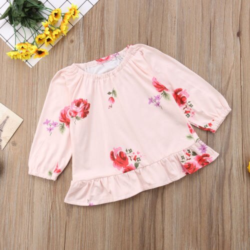 Pasgeboren Baby Kids Baby Meisje Tops Blouse Bloemen Herfst Lange Mouw Roze Ronde Hals Top