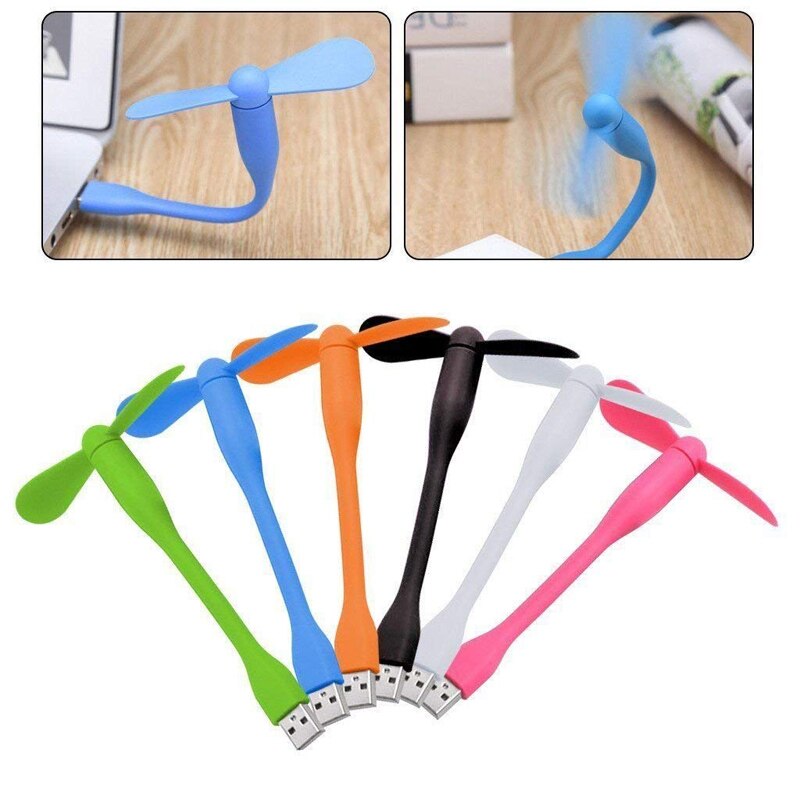 10pcs Cute Portable Flexible Mini USB Fan Bendable removable USB Gadgets Low power for Power bank PC laptop USB Gadget Cool
