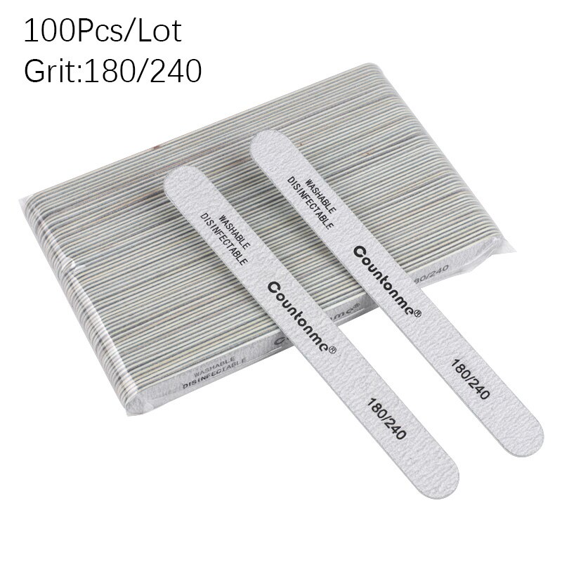 50Pcs/100Pcs Straight Wood Nail Files Double Sided Thick Stick 100/180/240 Sandpaper Grinding Buffer Nail Accessoires Salon Tool: 100Pcs 180-240 Grit