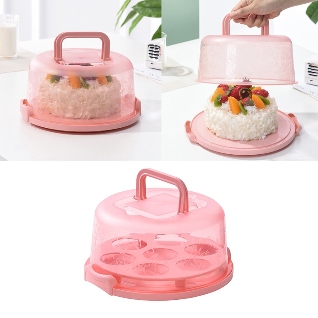 Soporte porta muffins para cupcakes, servidor de 7 tazas, tapa de bloqueo de cúpula translúcida