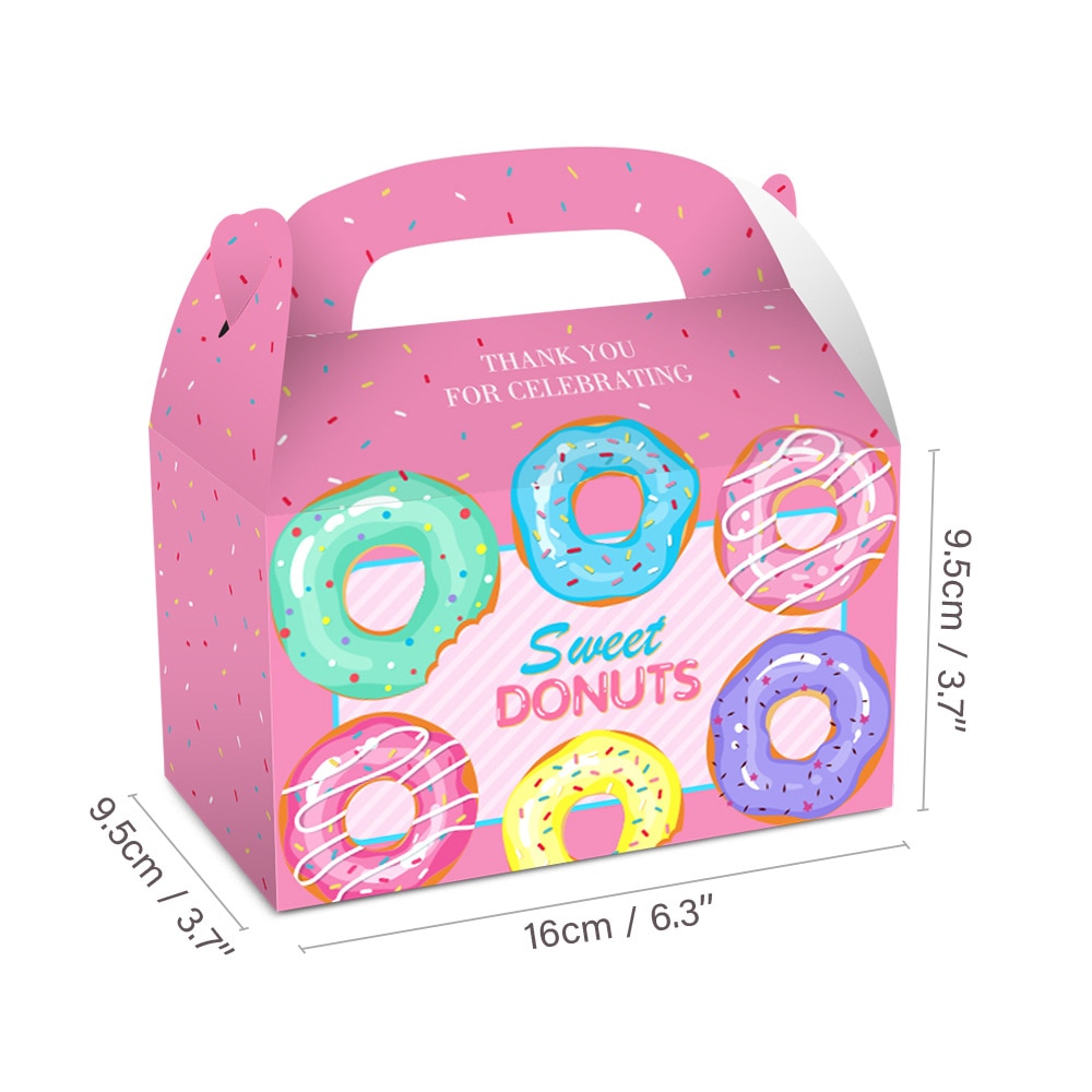 4PCS Donuts Boxes Cookie Candy Packaging Paper Bags Kids Birthday Supplies Donut Worry DIY Wedding Party Decoration