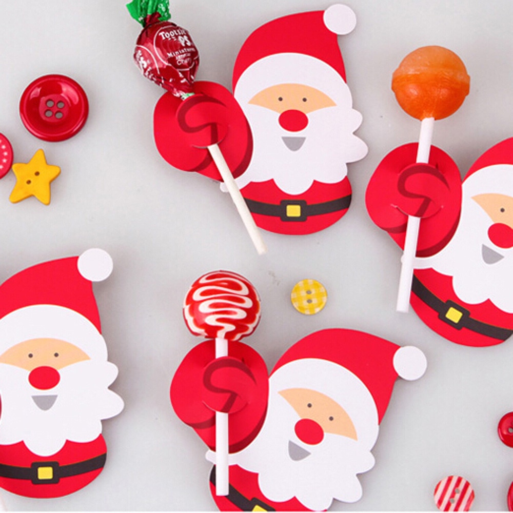 50x Kerstman Pinguïn Lolly Kerst Kaart lolly suiker-brood Xmas Party Speelgoed Decor Kerst Decoraties Voor Huis C20111