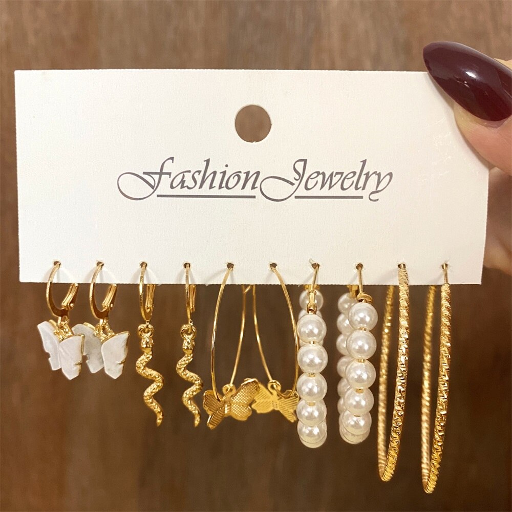 IFMIA Trendy srebrne kolorowe motyle Hoop zestaw kolczyków dla kobiet dziewczynki geometryczny nieregularny Metal żywica akrylowe kolczyki biżuteria: IF3031266-02
