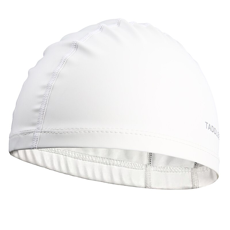Taddlee Brand Swimming Cap Men Silicone Lycra Swim Hat Pool PU Fabric Swim Hat Waterproof Adult Swim Wear Accessories large size: White